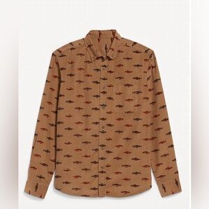 Fish print corduroy shirt NWOT